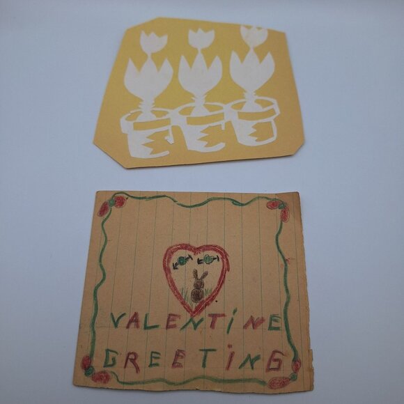 Vintage Valentine Cards Scrapbook Heart Bird Flower Designs Charming Decor Kids - Picture 4 of 12